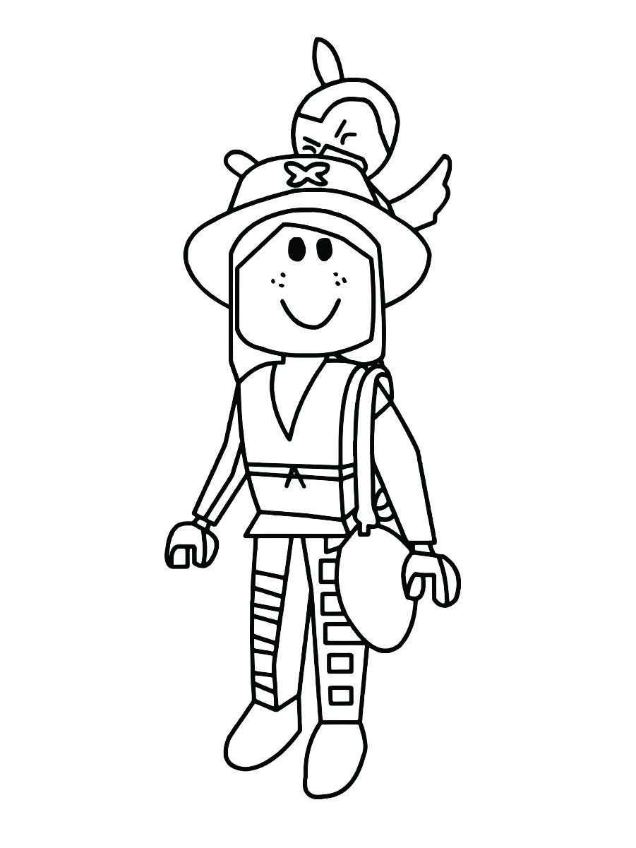 Roblox female character coloring page