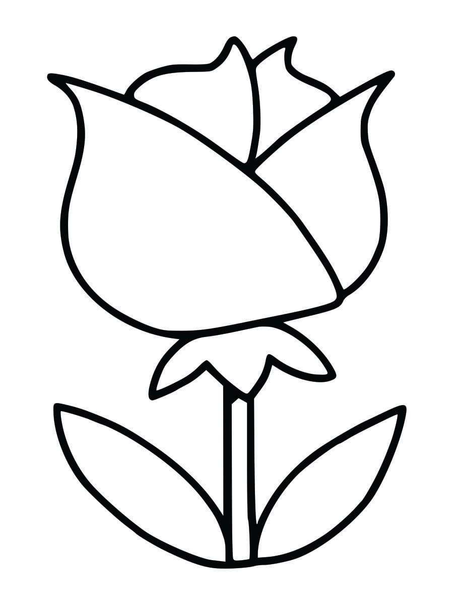 Coloring page of a rose for kids