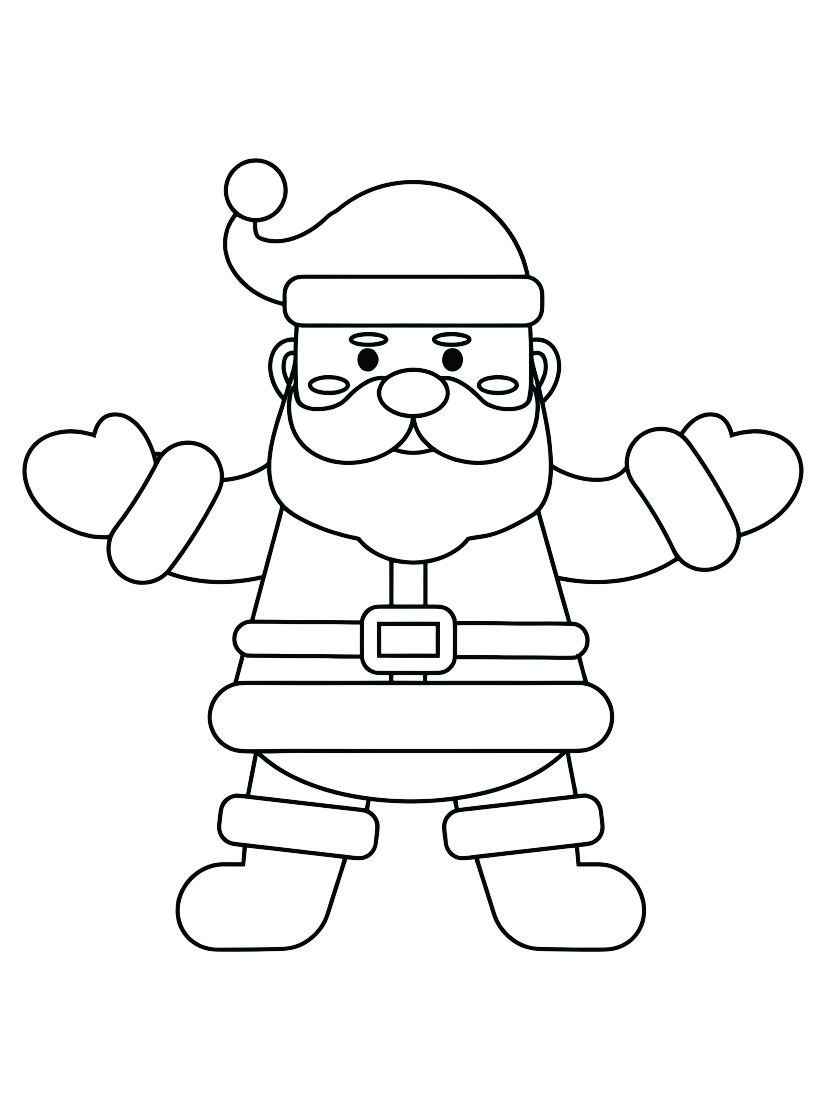 Simple coloring page of Santa Claus with open arms.