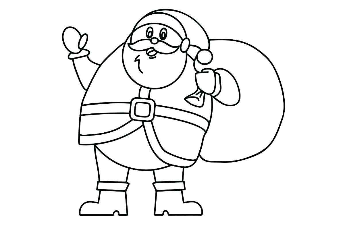 Santa Claus carrying a large sack of presents, ready for coloring.