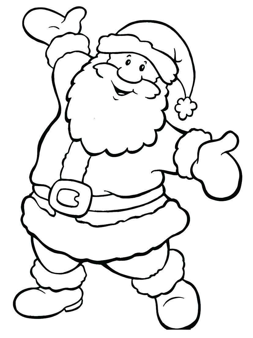 Coloring page of Santa Claus with a jolly expression.