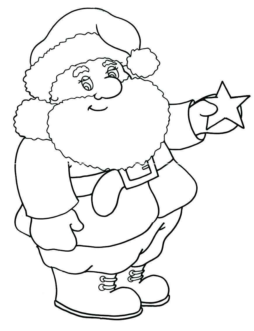 Santa Claus holding a star in his hand, ready for coloring.