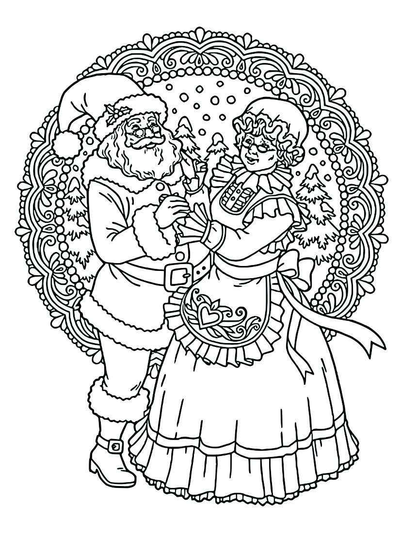 Printable coloring page of Santa Claus and Mrs. Claus.