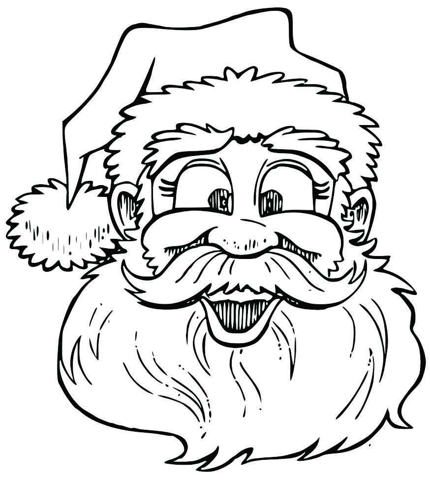 Detailed drawing of Santa's face for coloring.