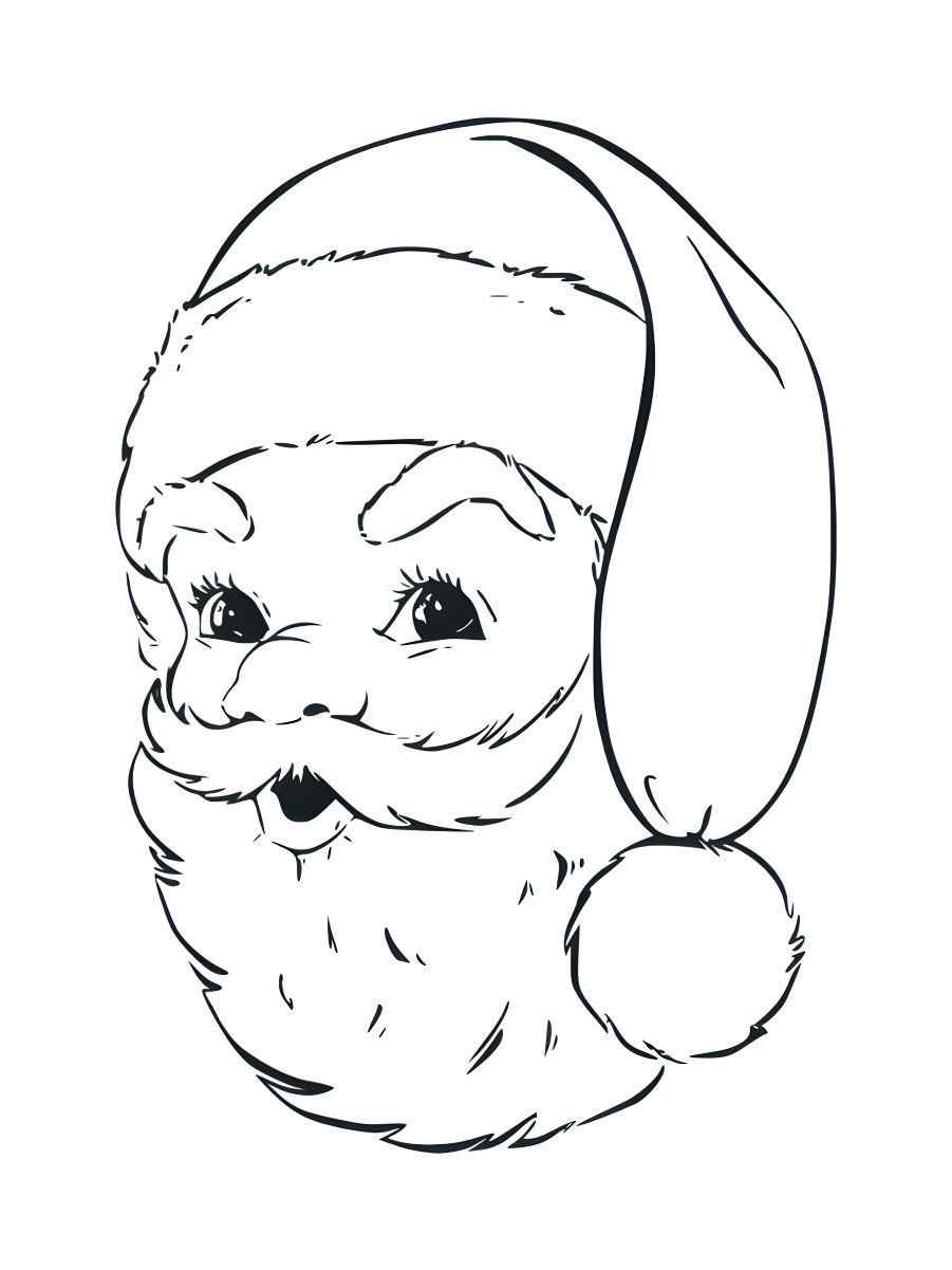 Simple and fun coloring page of Santa's face.