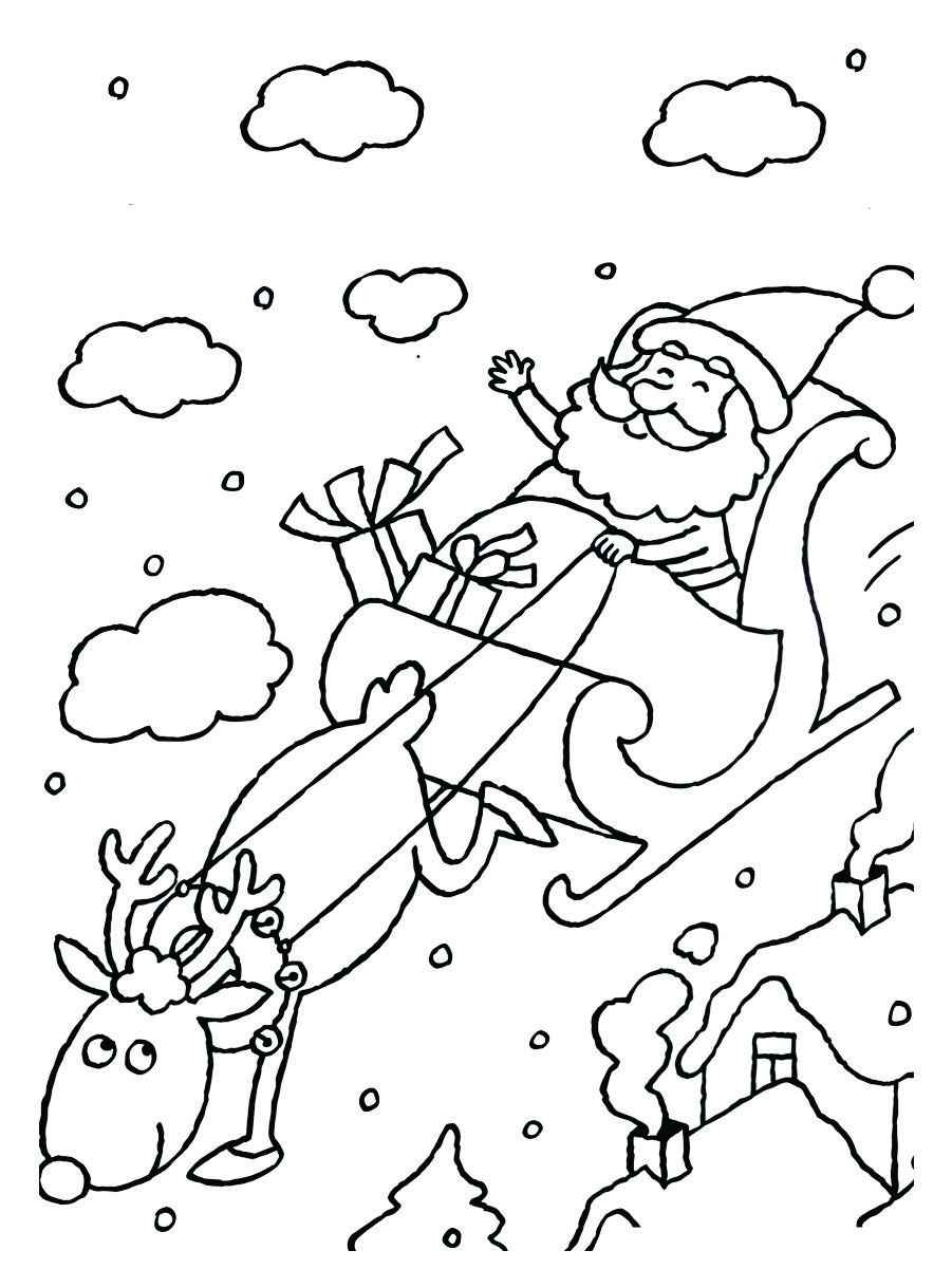 Santa Claus in his sleigh, delivering presents to children.