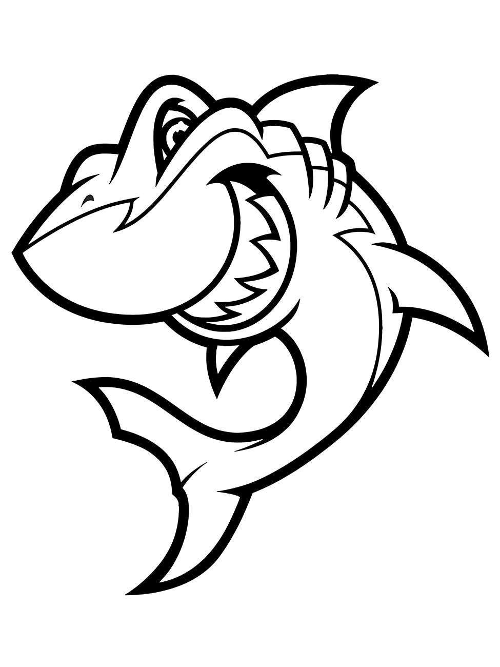 Coloring page of a shark to print.