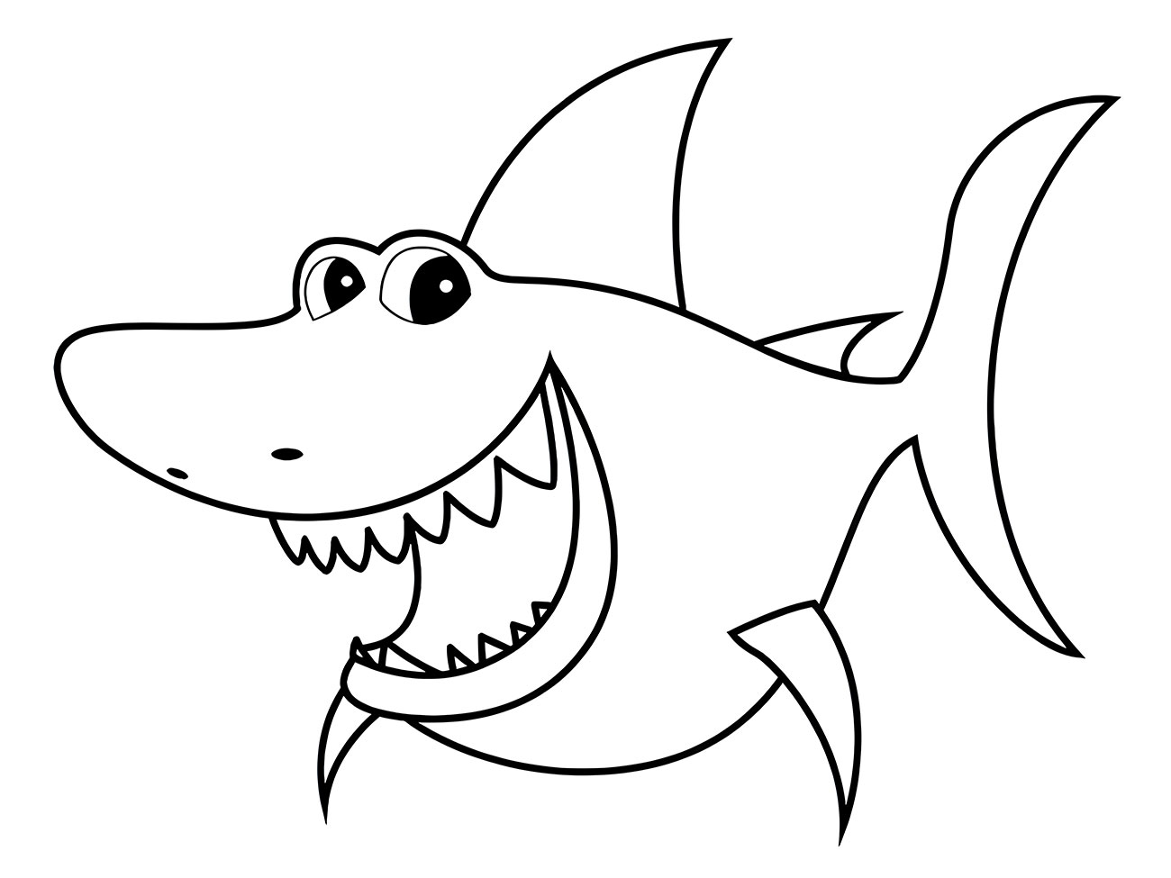 Coloring page of a shark to print and paint.