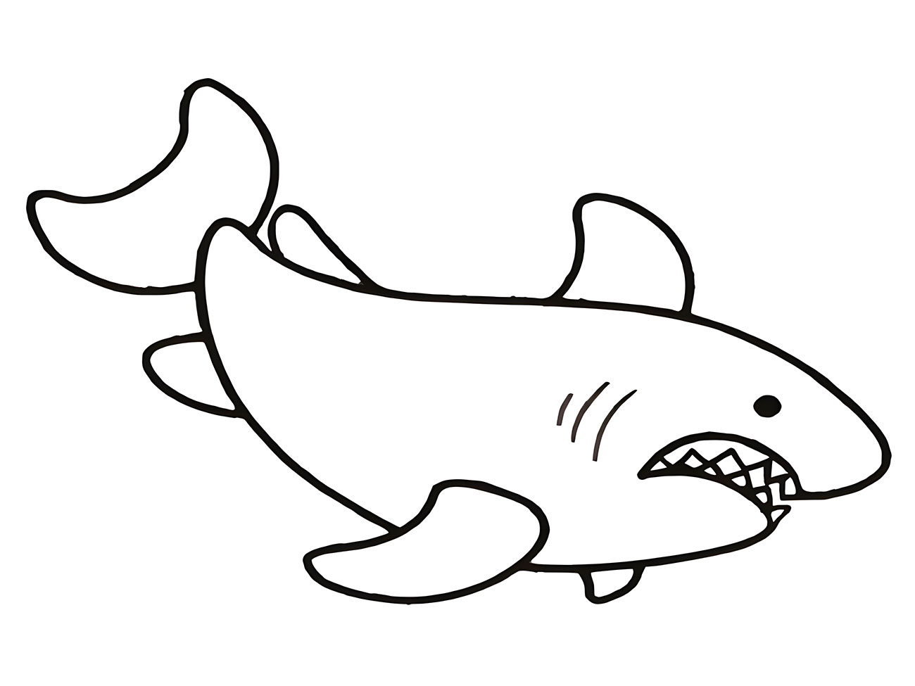 Easy Shark Coloring Page for Kids