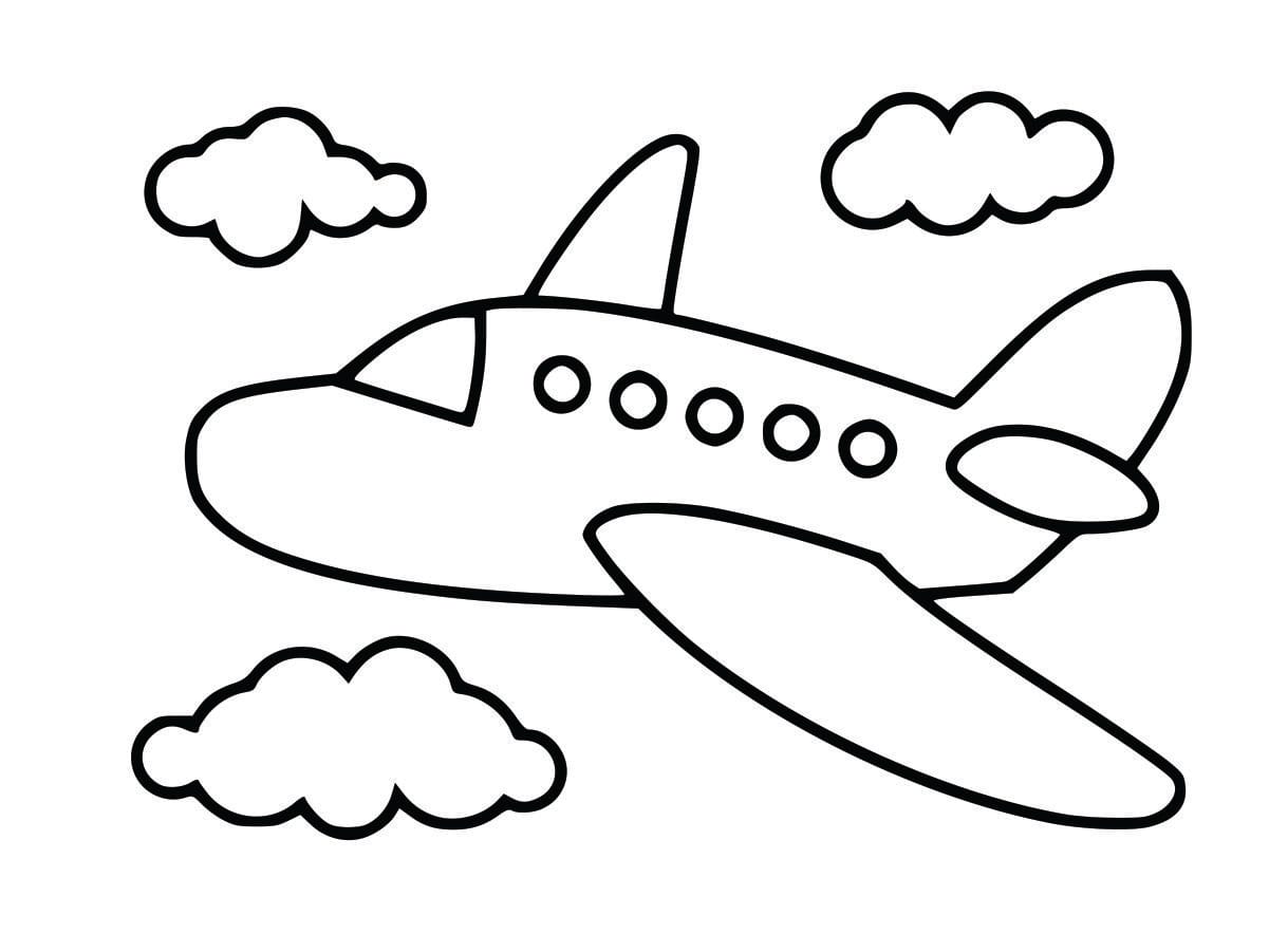 Simple coloring page of an airplane