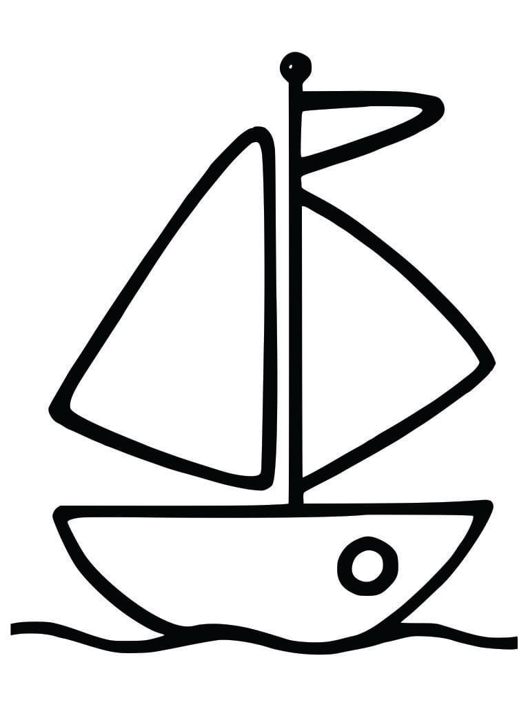 Simple coloring page of a boat