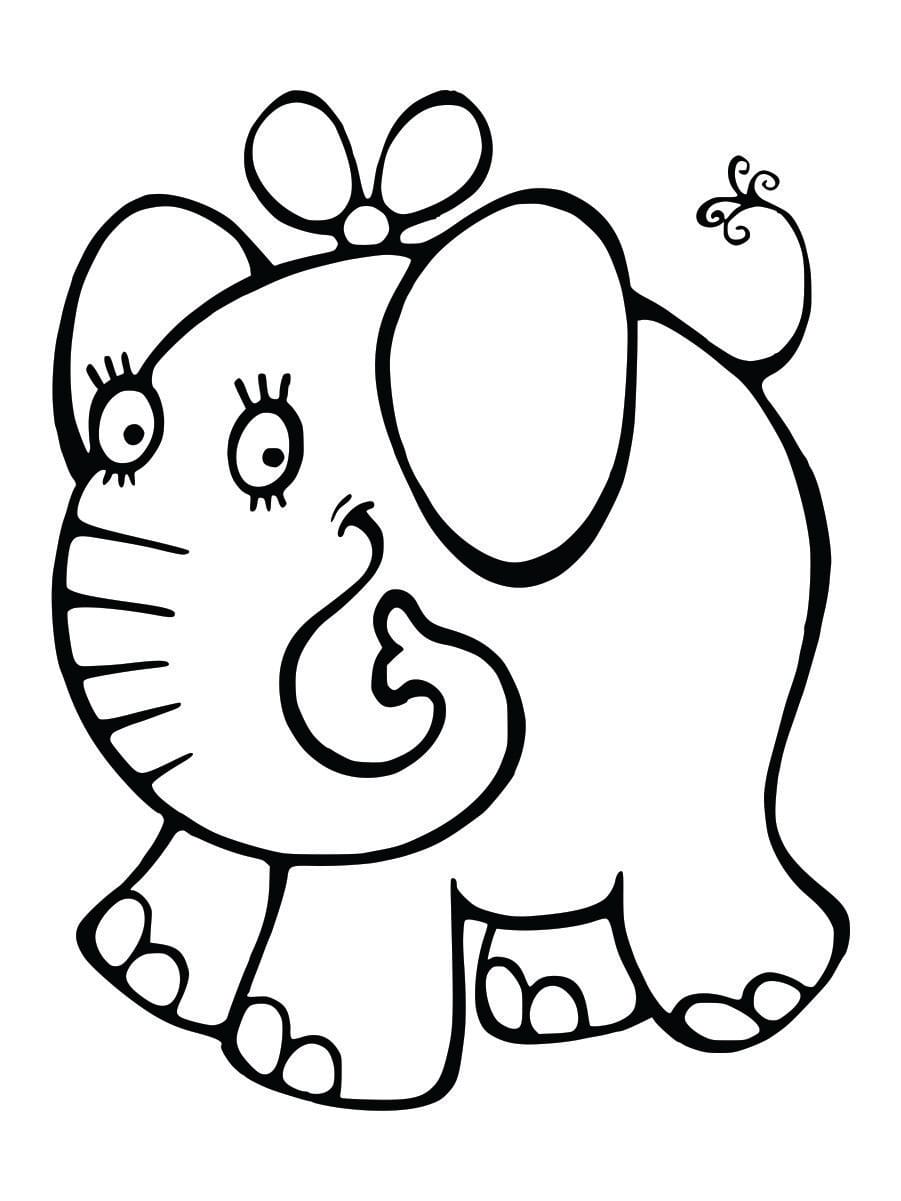 Simple coloring page of an elephant