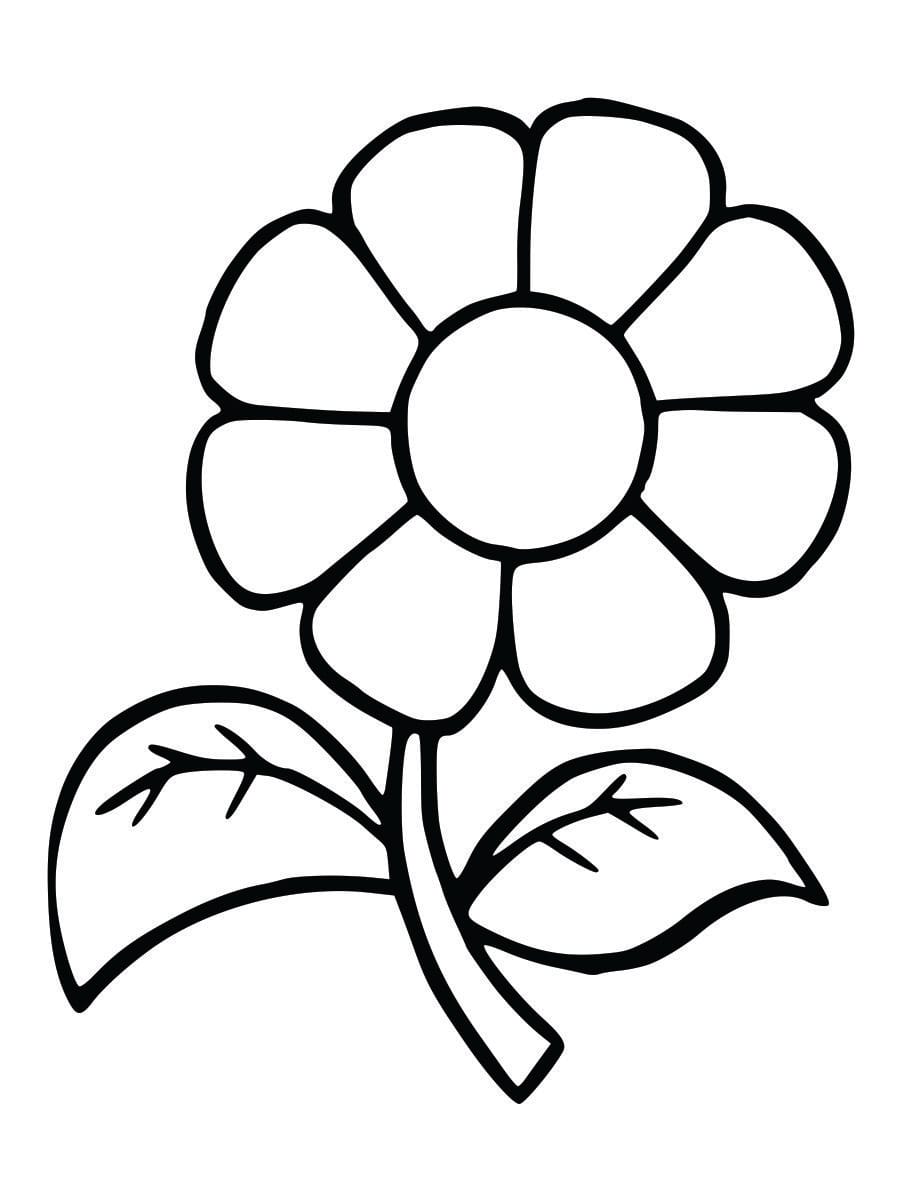 Simple coloring page of a rose