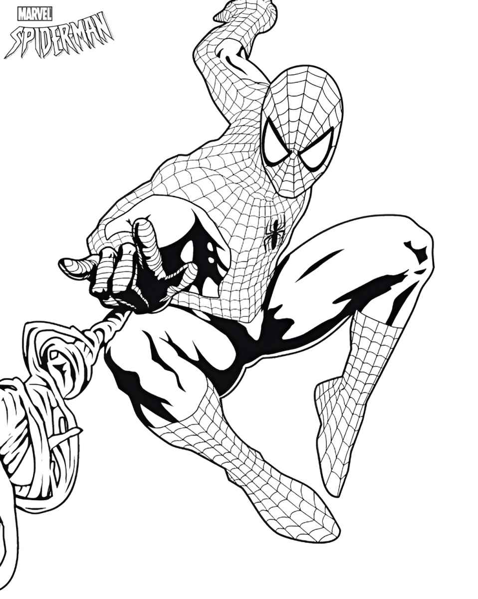 Spider-Man shooting web coloring page