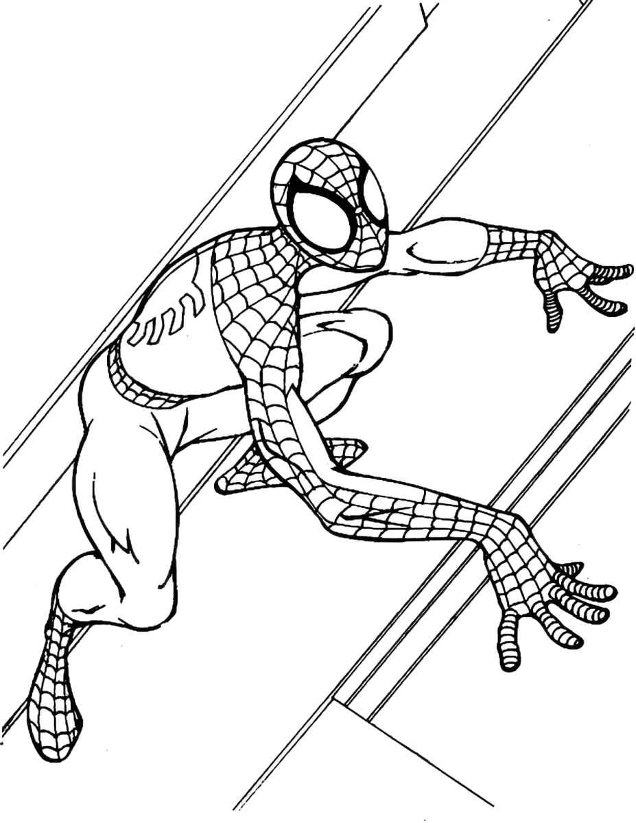 Spider-Man climbing the wall coloring page