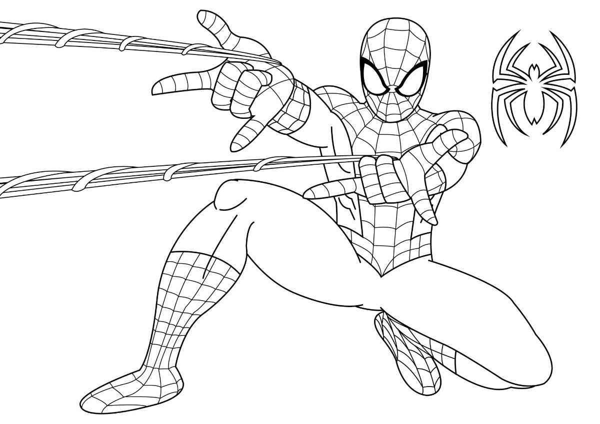 Spider-Man shooting web coloring page