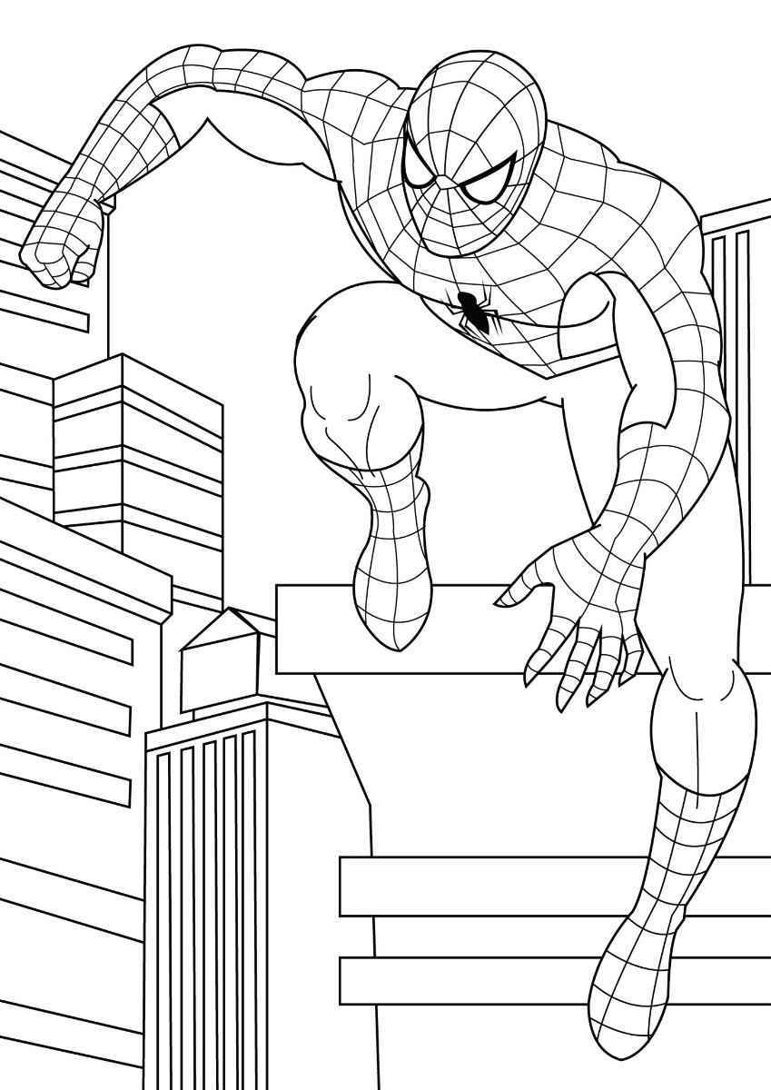 Spider-Man coloring page for kids.