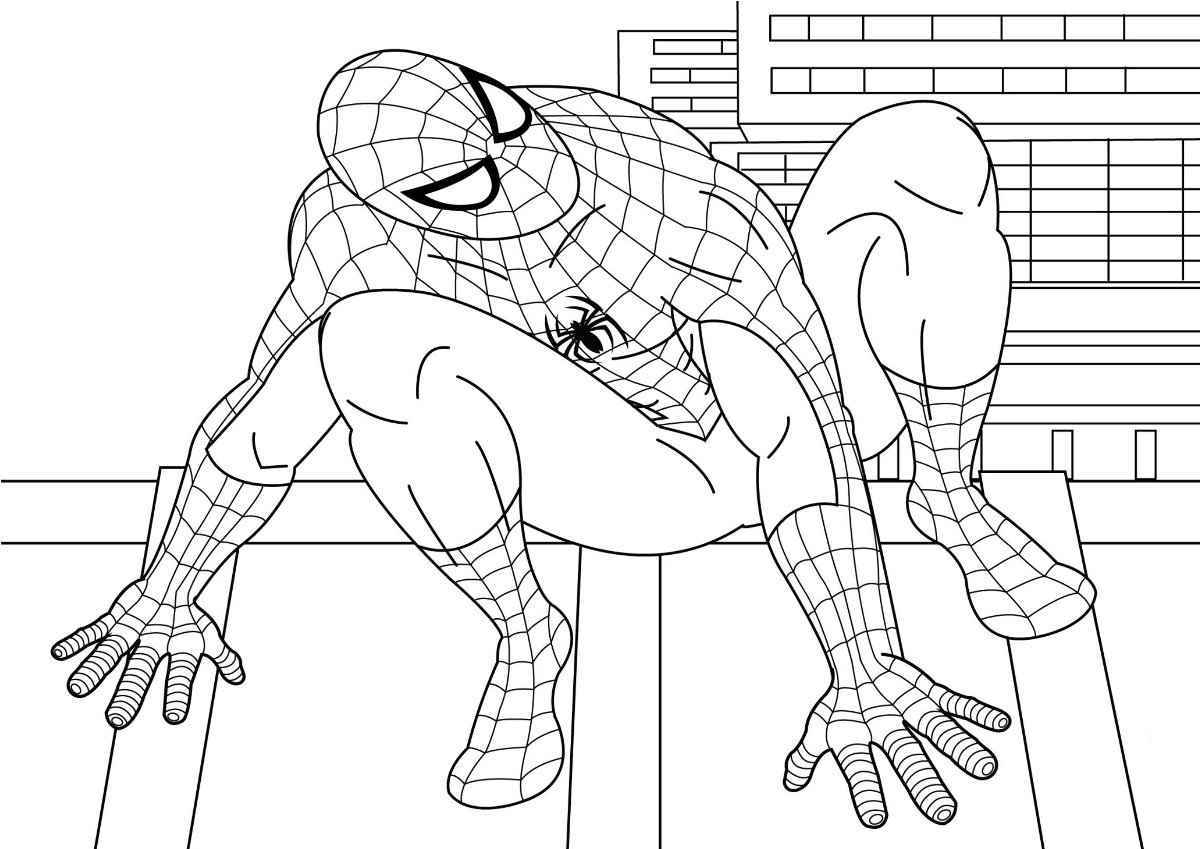 Spider-Man coloring page for kids.