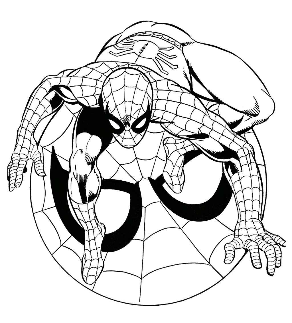 Spider-Man coloring page for kids.