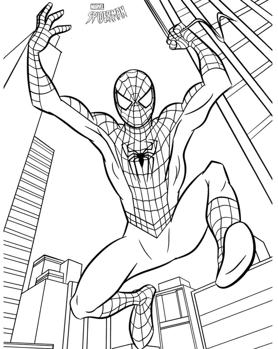 Spider-Man coloring page for kids.