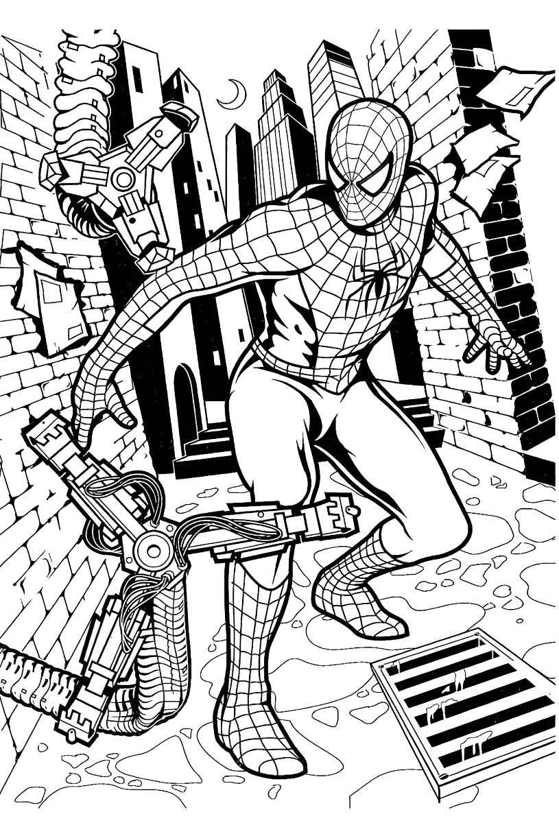 Spider-Man coloring page for kids.