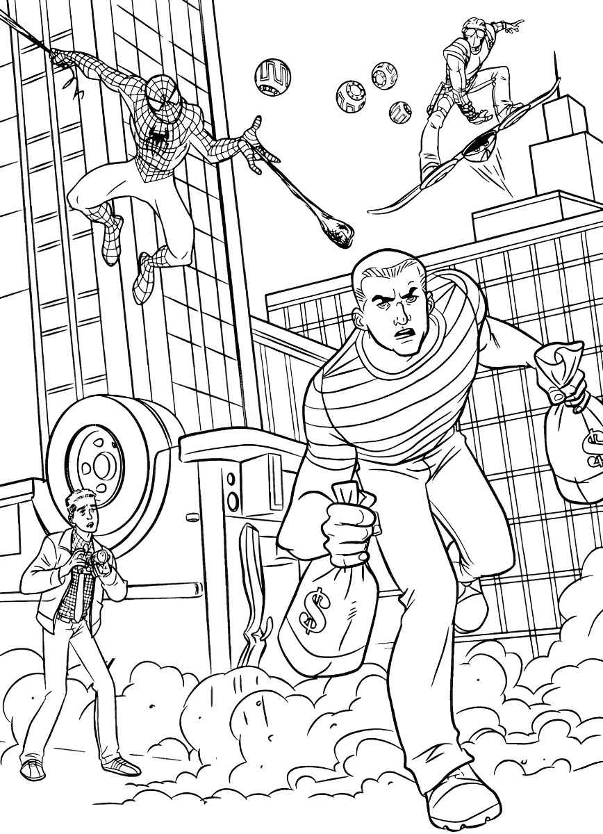 Spider-Man coloring page for kids.