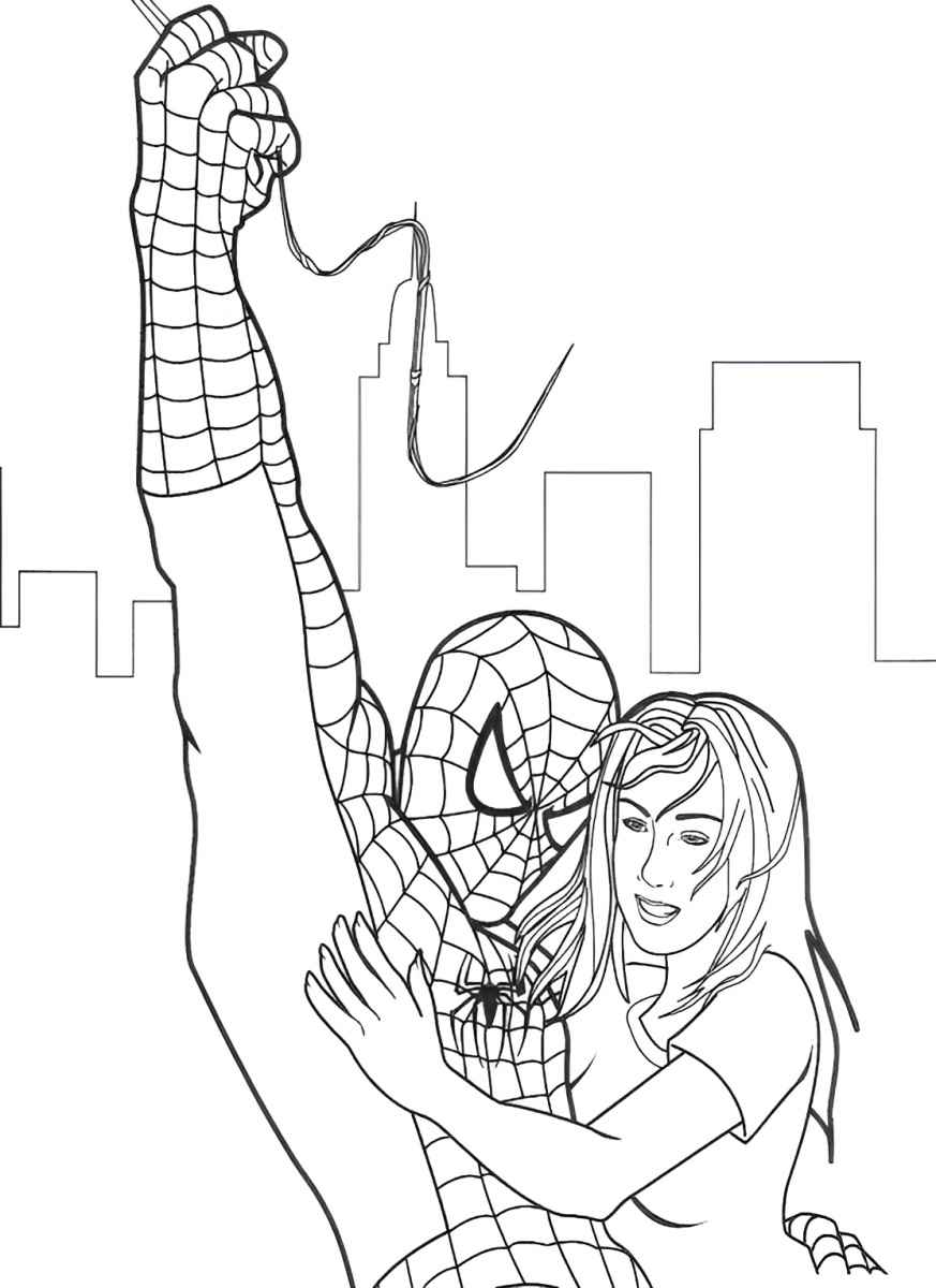 Spider-Man and Mary Jane coloring page