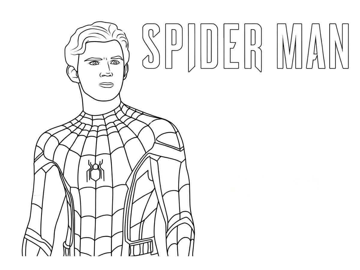 Spider-Man coloring page printable without mask.