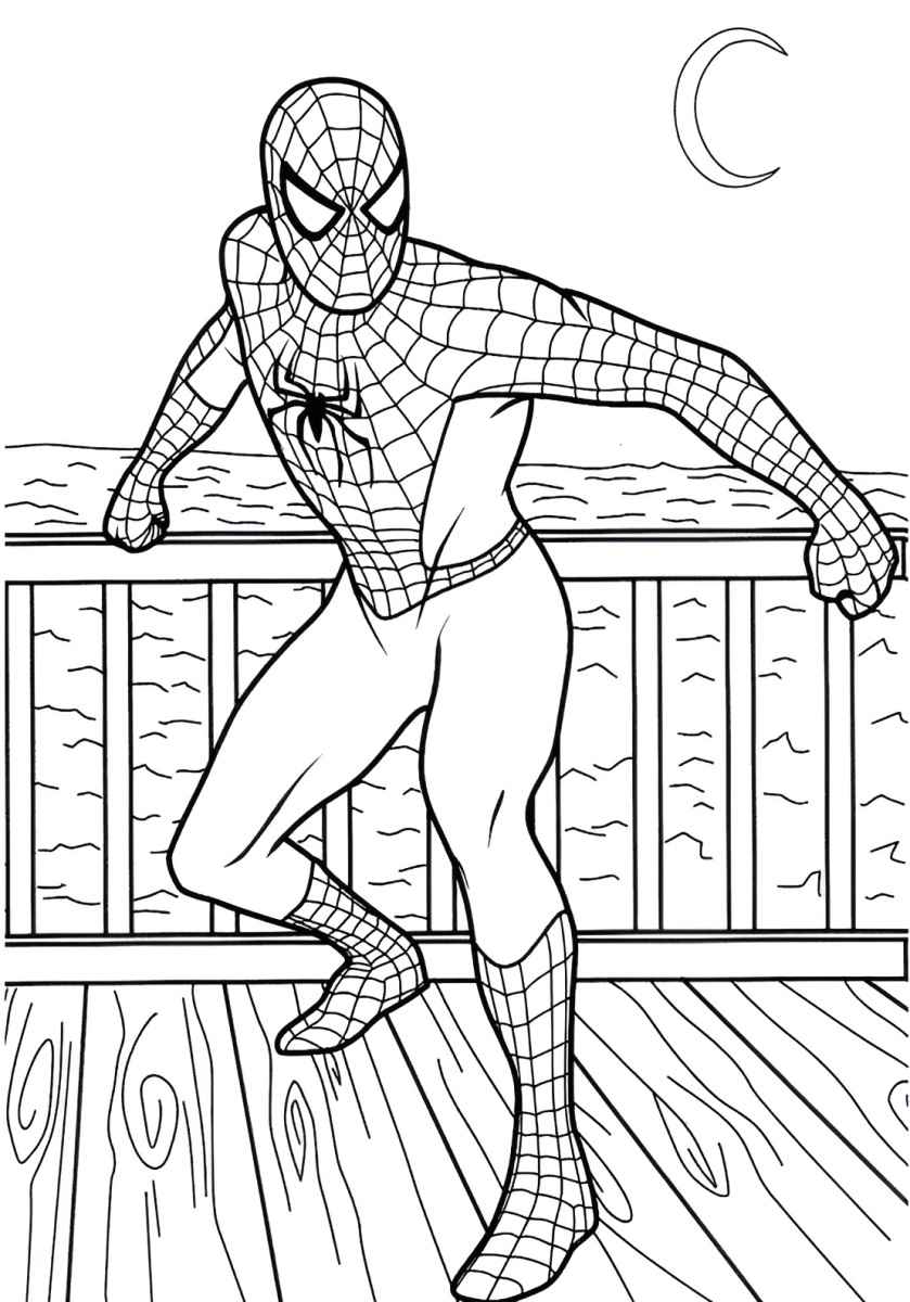 Spider-Man coloring page for kids.