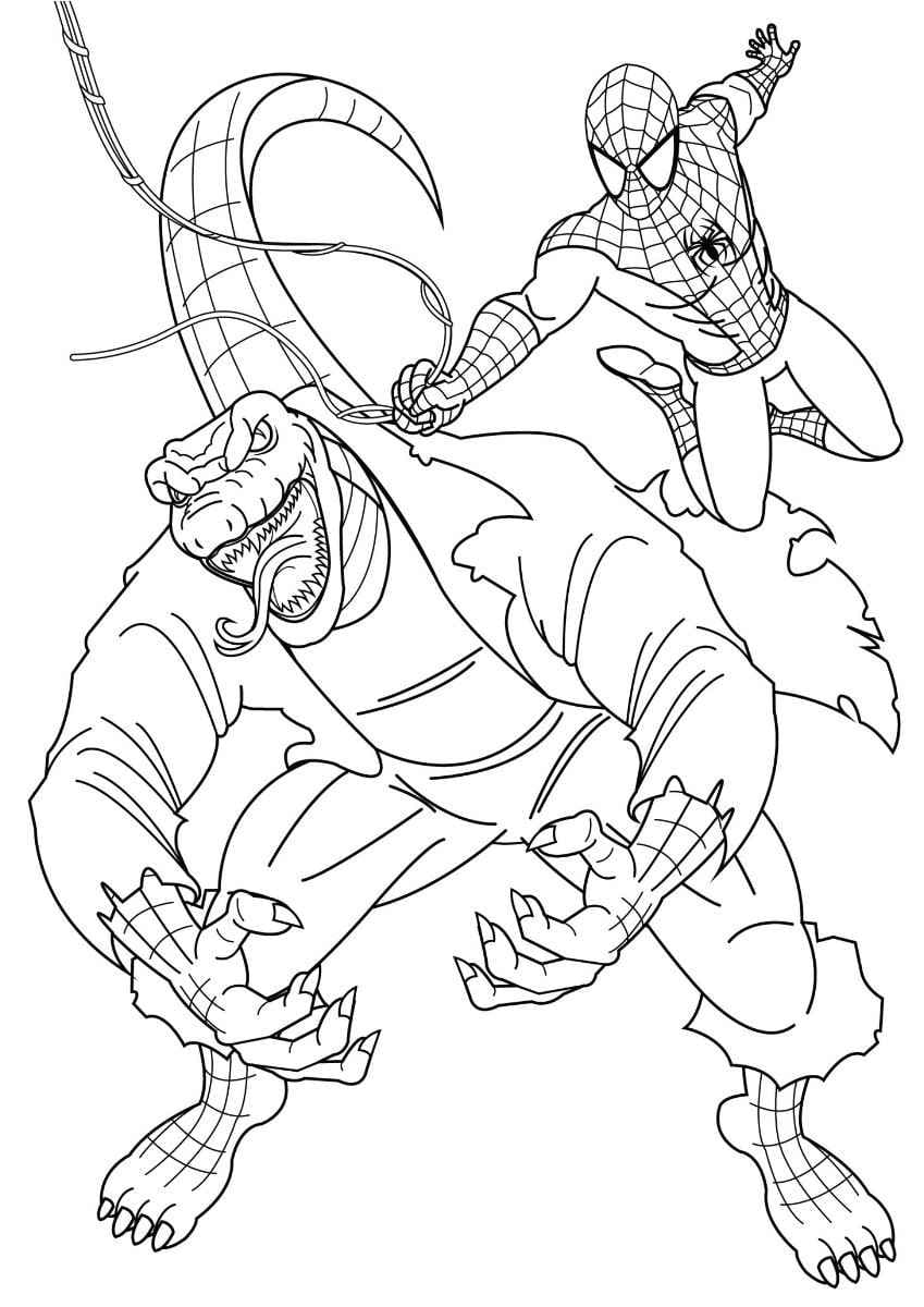 Spider-Man and the Lizard coloring page