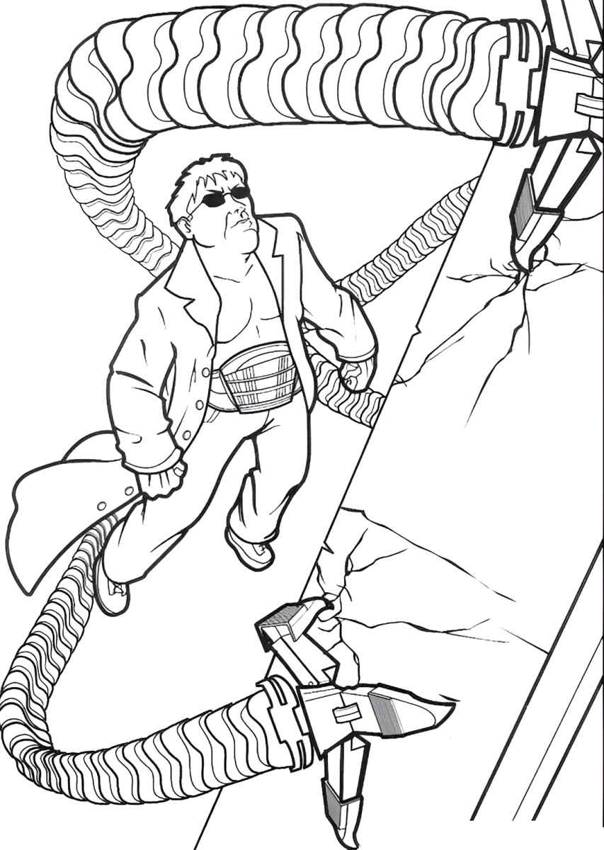 Spider-Man vs Octopus coloring page.