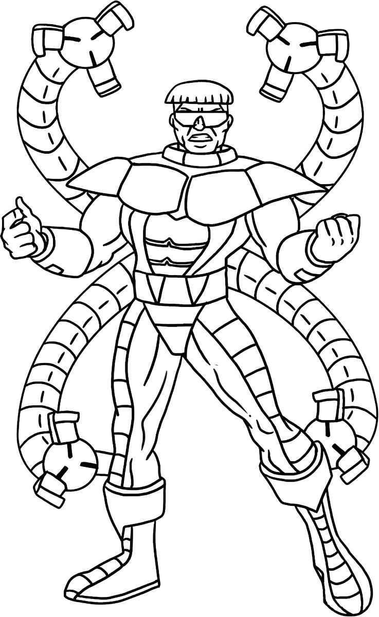 Spider-Man vs Octopus coloring page.