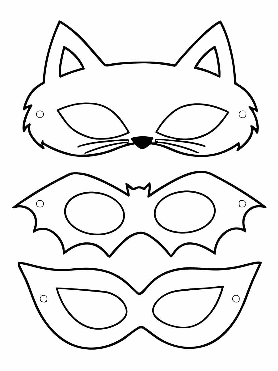 Coloring page of superhero masks.