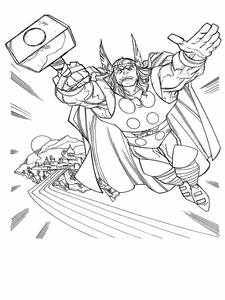 Coloring page of Thor.