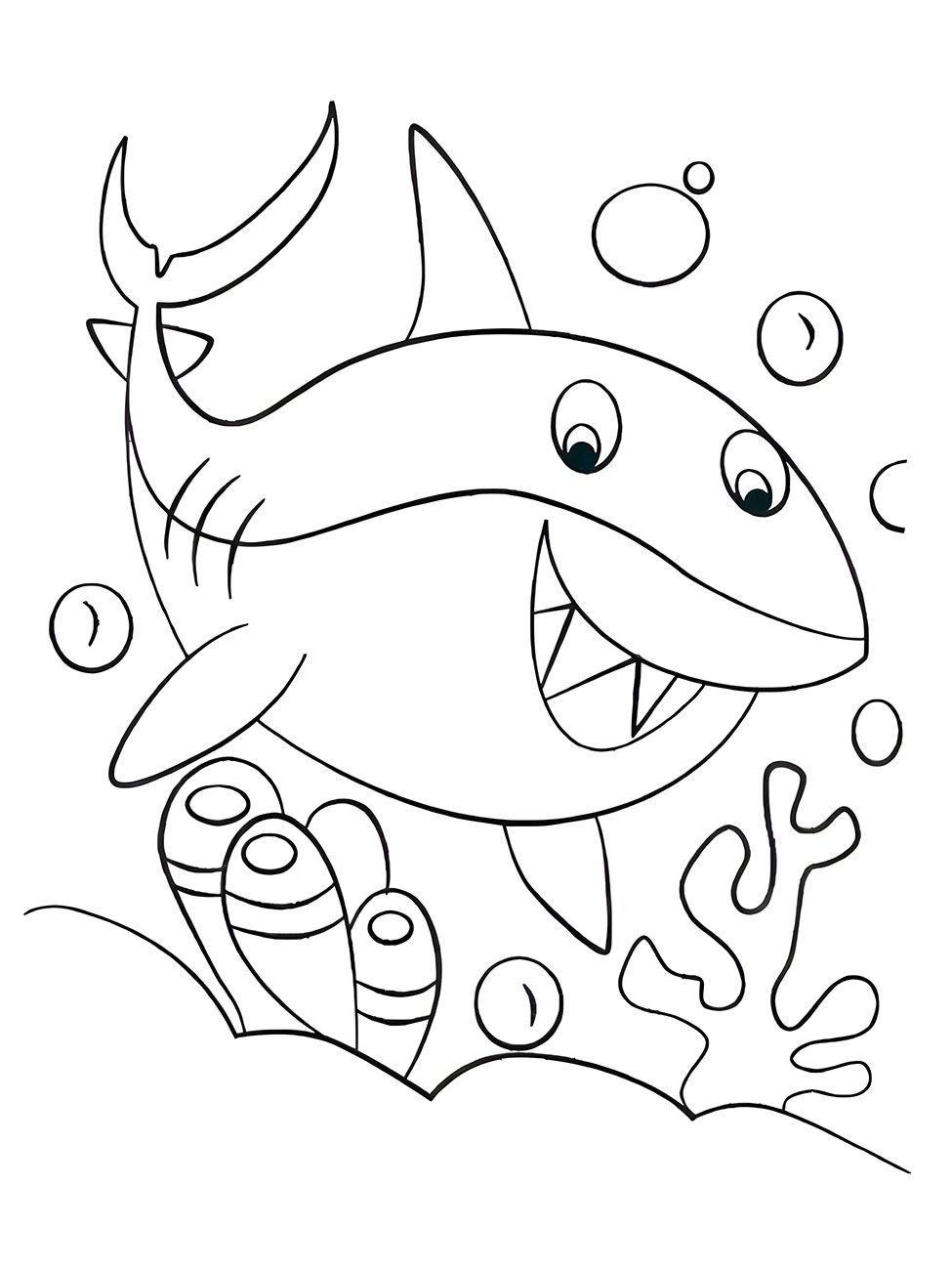 Coloring page of a whale shark.